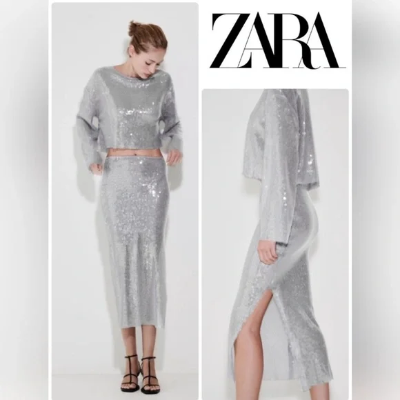 Zara Sequin Skirt (Size Large) - Picture 2 of 5
